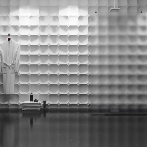 Model 05. Panelstørrelse: 80 x 80 cm. Tykkelse: fra 1,5 cm til 5,0 cm. Vægt: ca. 17 kg. Akustik: 3/3.